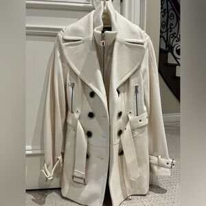 Cream 60 per cent wool double breasted jacket . Worn once